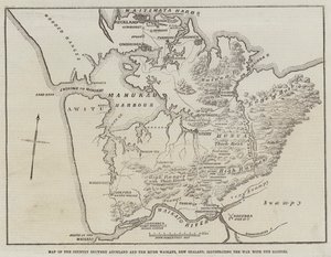 Map of the Country between Auckland and the River Waikato, New Zealand, illustrating the War with the Natives